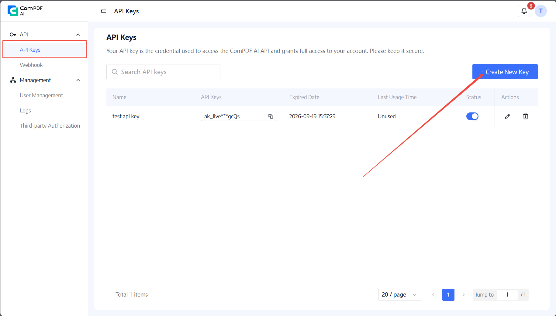 API Key management