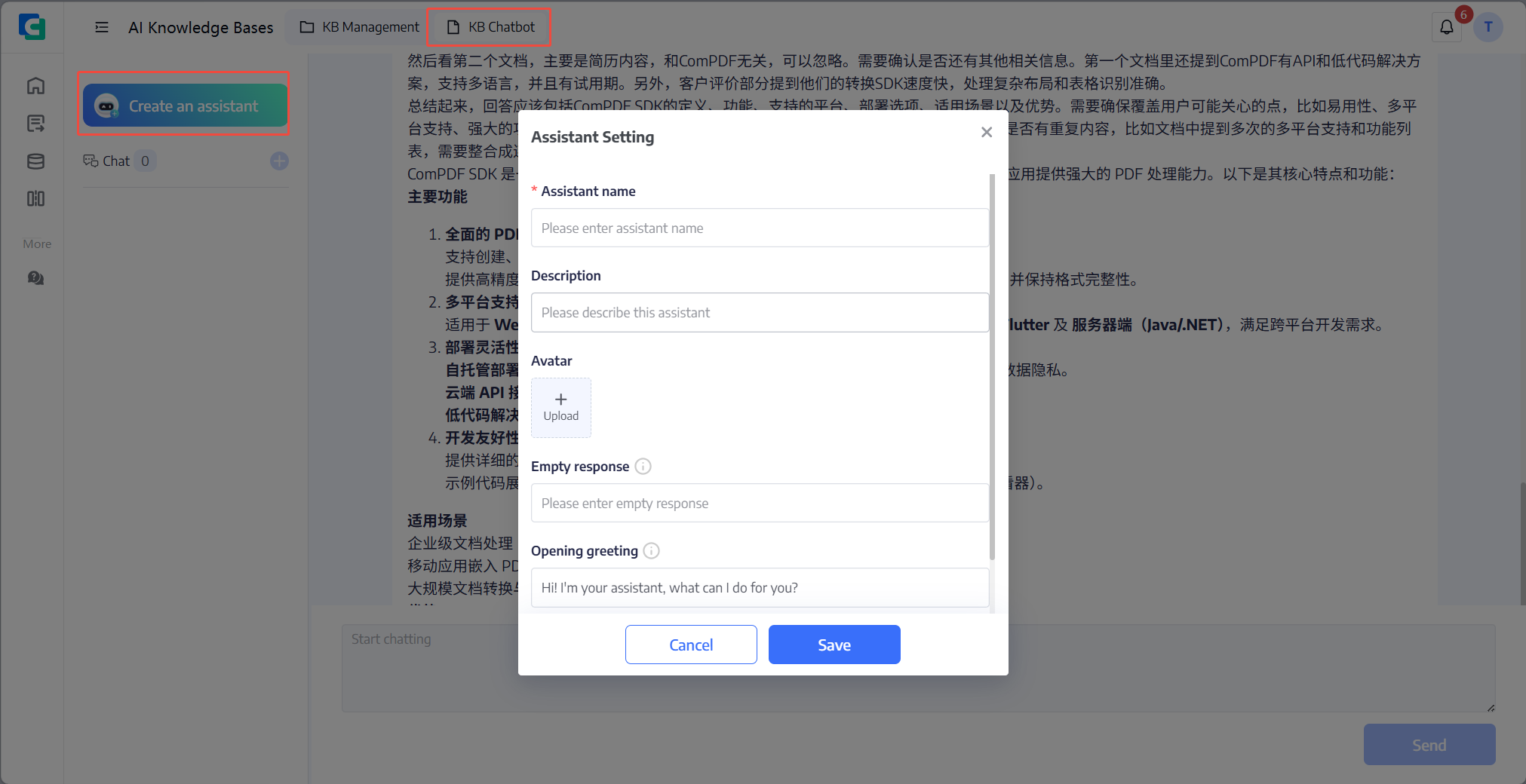 Assistant settings