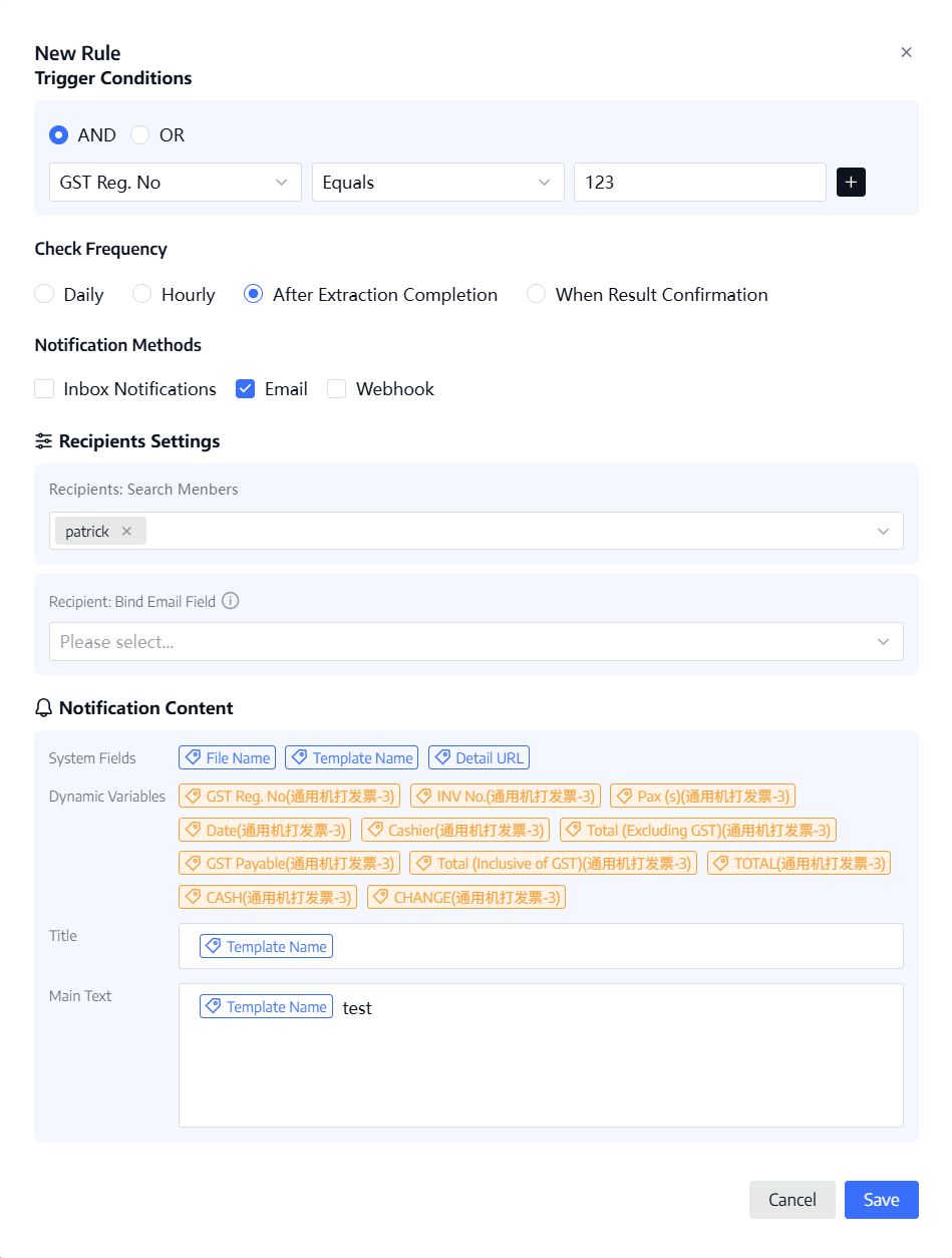 Create reminder rule