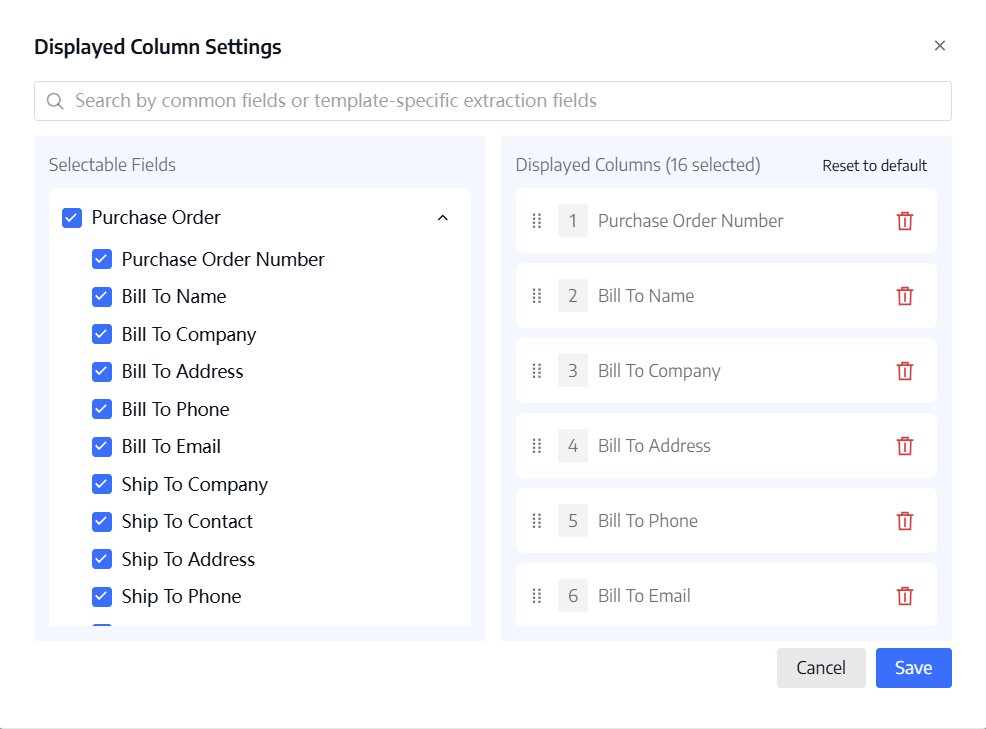Column configuration