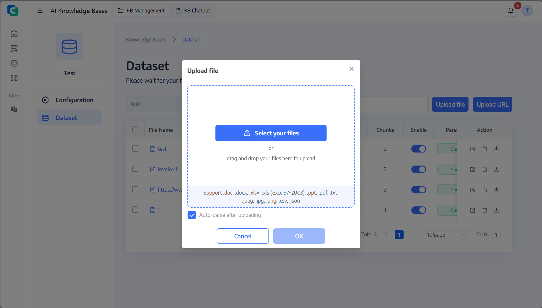 Dataset upload