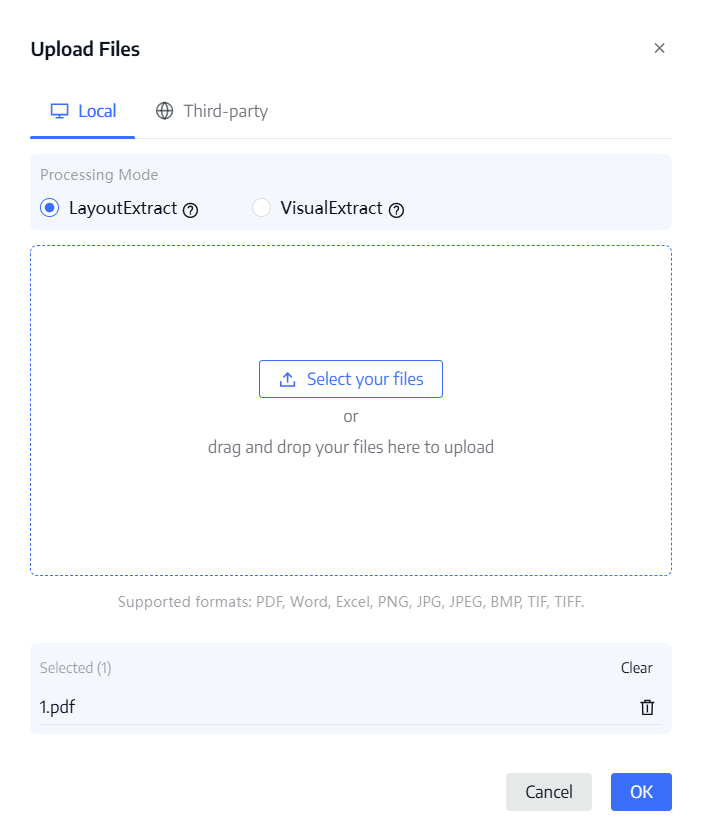 Upload files