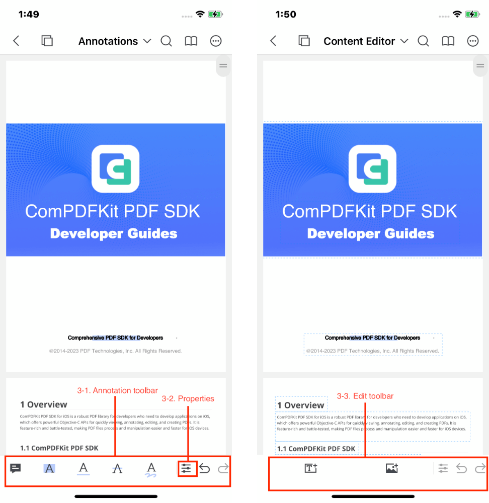 iOS PDF Editor demo for UI components 