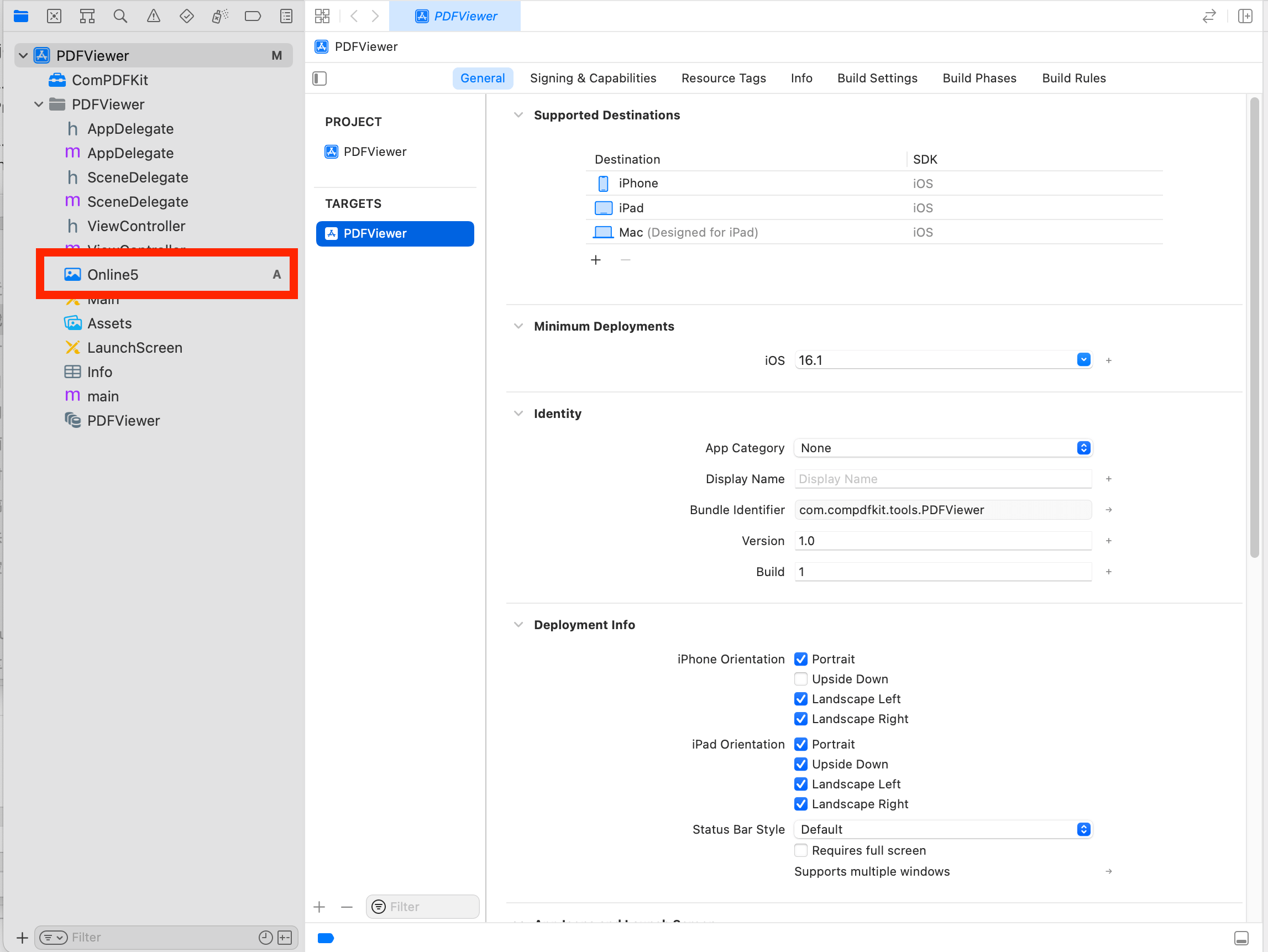 example of importing a PDF document named “Online5” - ComPDFKit