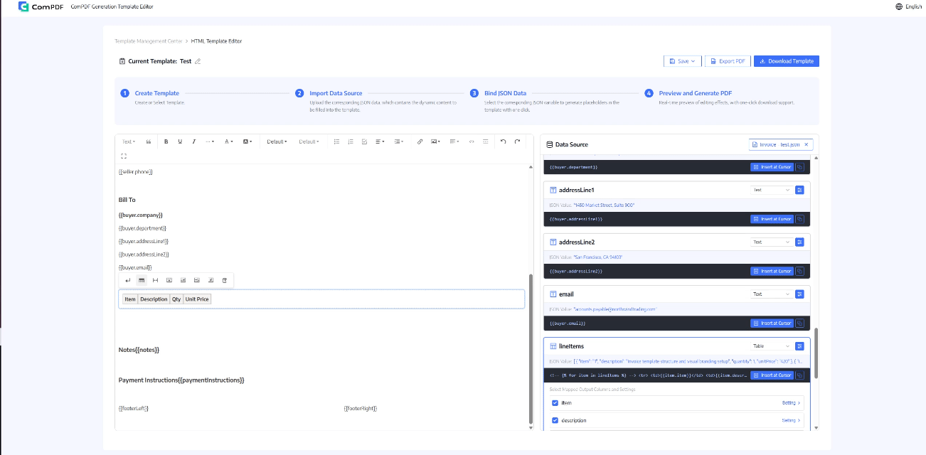 ComPDF Generation - table insert (en) GIF