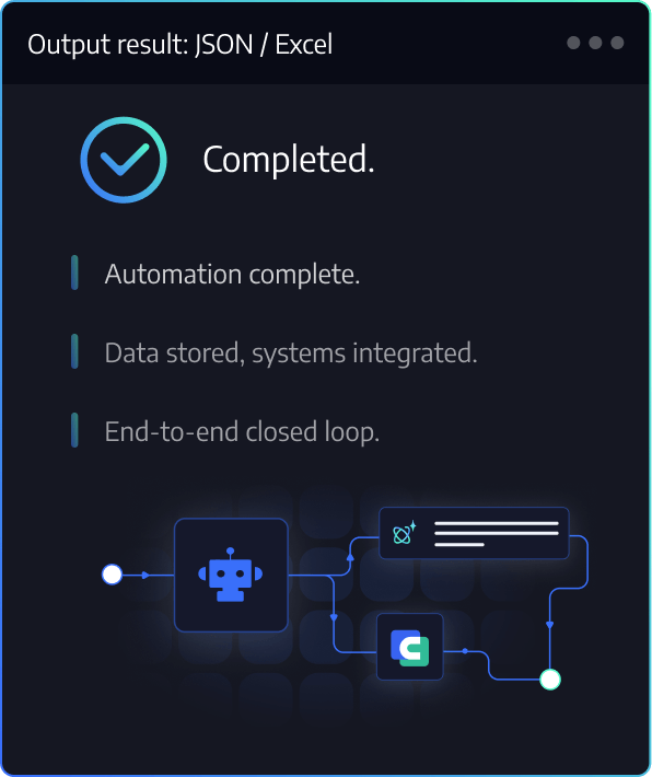 出力結果：JSON / Excel